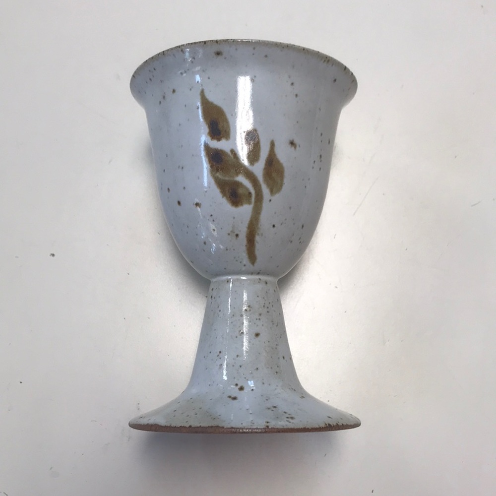 Vintage Studio Pottery Goblet/Chalice‎ with Leaf Design